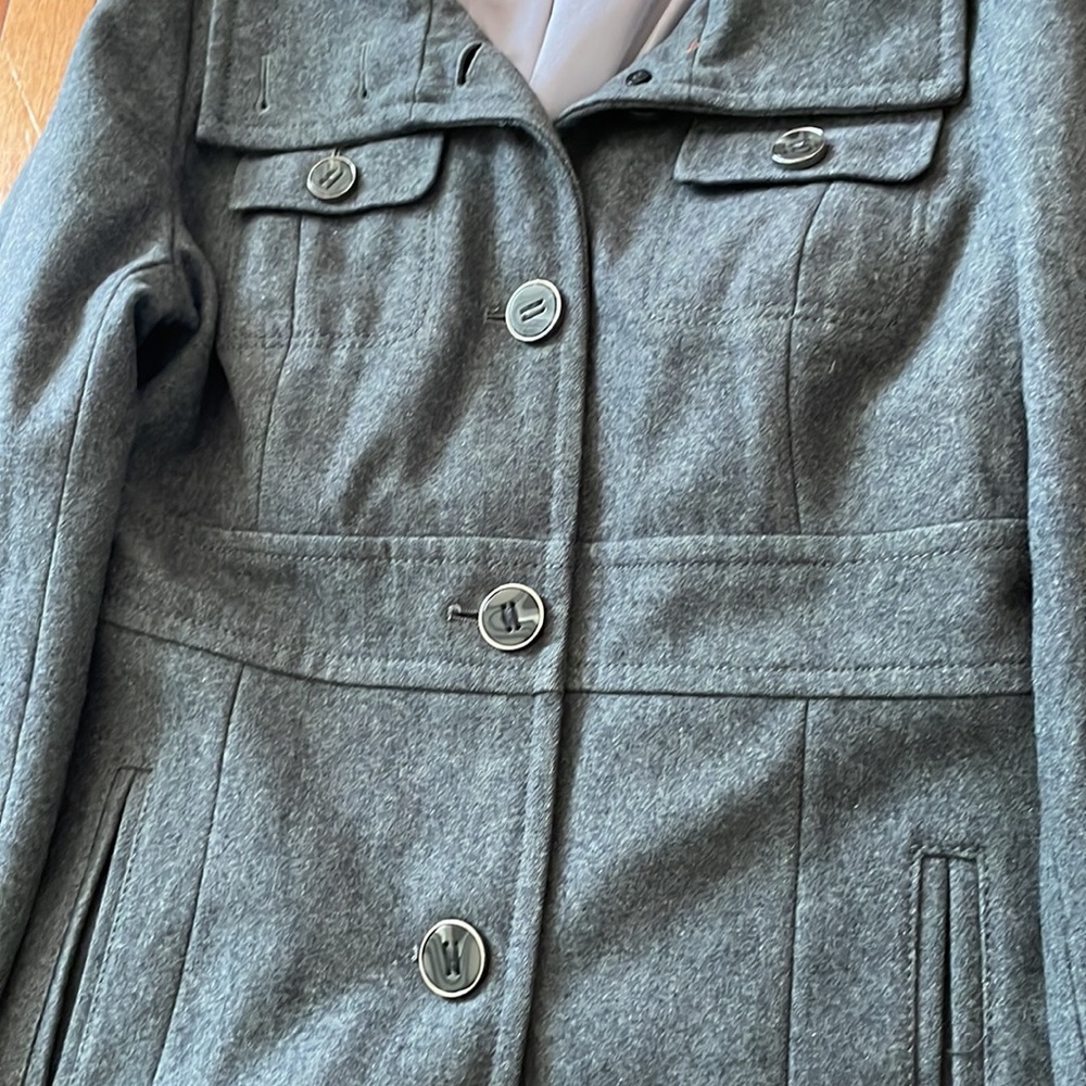 Kenneth Cole Pea Coat Womens 10 Gray Button Up Wool Preppy Classic Ladies - Picture 3 of 11